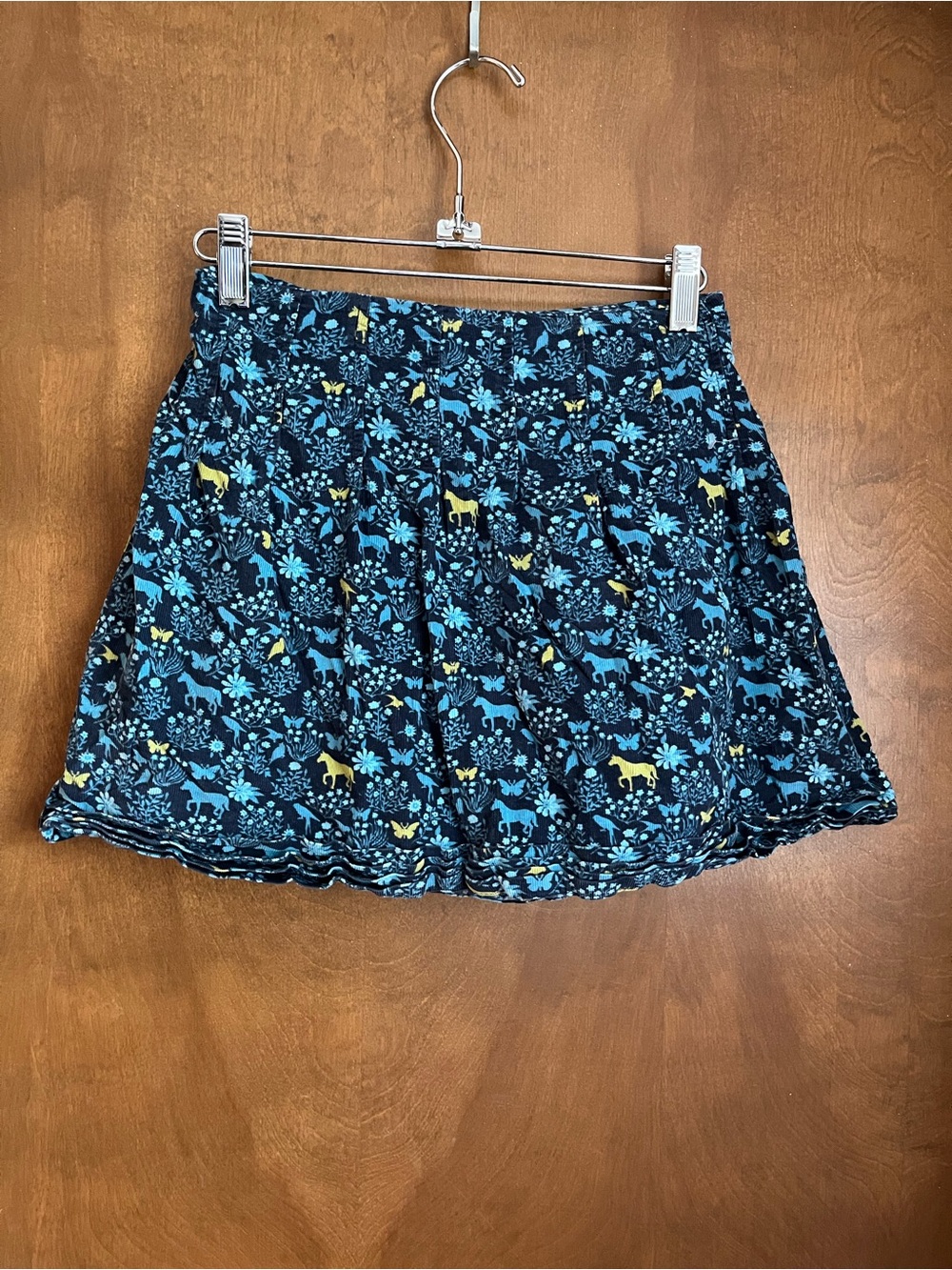 Girl’s Cotton Lands End Navy Floral & Horse Print Skort